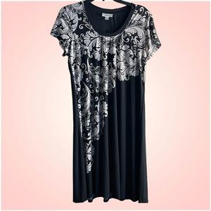 Elegant Black and White Floral Dress